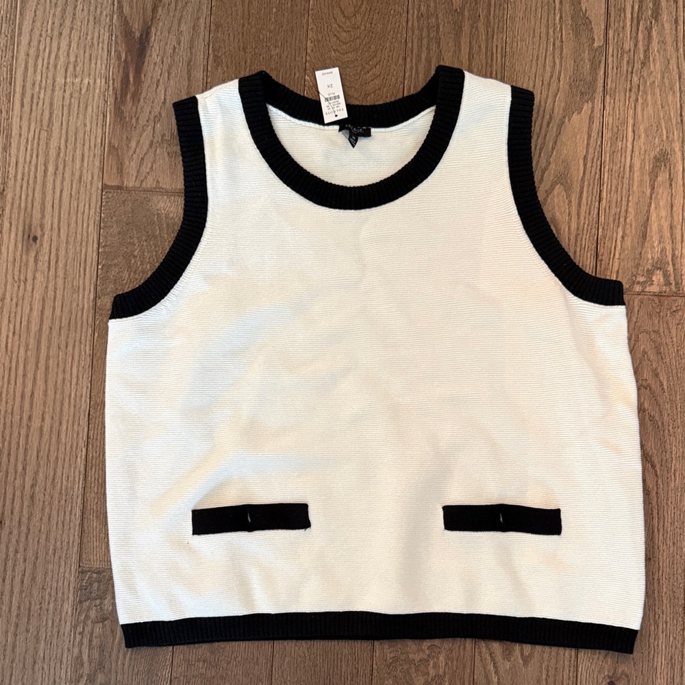 Talbots Sleeveless White and Black Top